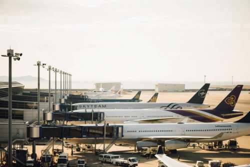airport airplane runway transport hanger