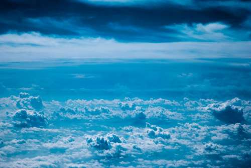 blue sky clouds aerial view