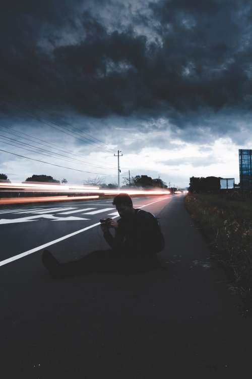 road light dark cloud sky