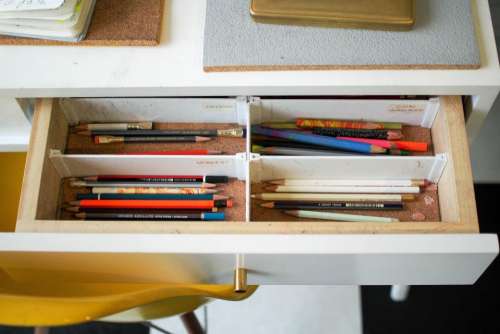 table drawer pen paintbrush artist