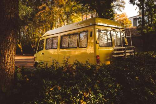 yellow van car vehicle green