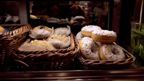 brown basket food doughnut sweets