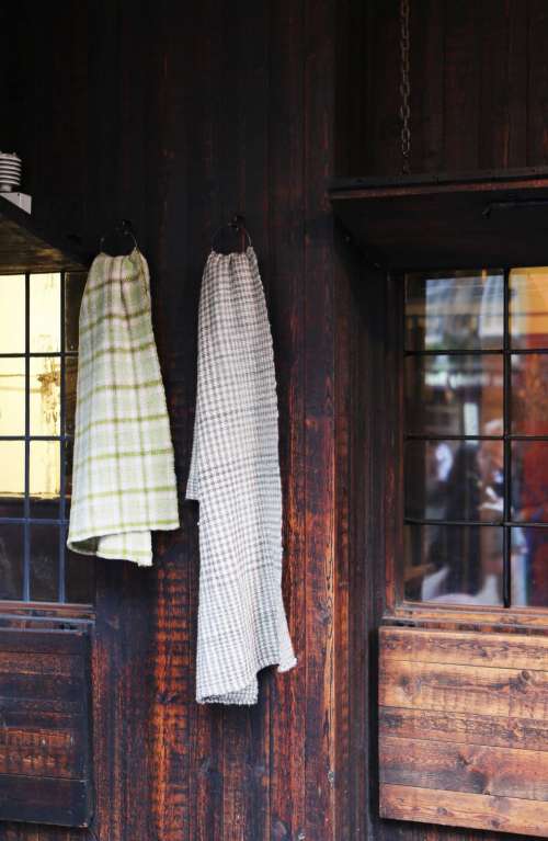 towels wood house window