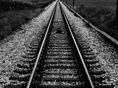 train tracks railroad railway transportation black and white