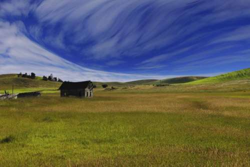 nature landscape grass green clouds