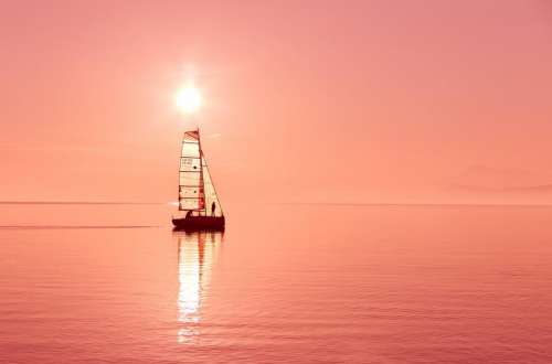 sailbot boat sailing sunset dusk