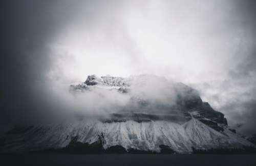 mountain highland volcano clouds fog