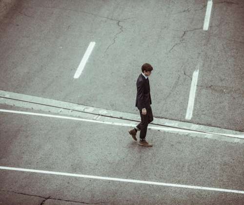 street road walking man worker