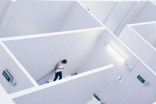 architecture white cubicle wall interior