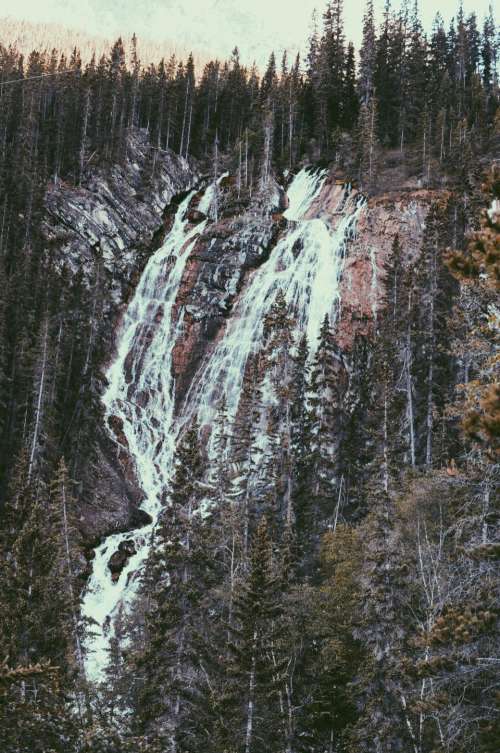 mountain waterfall stream water nature