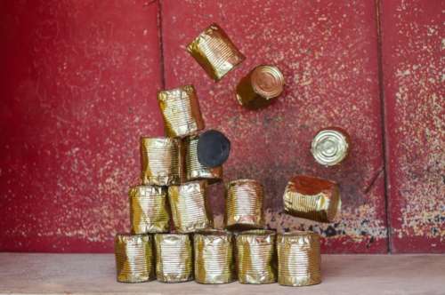 tin cans objects falling