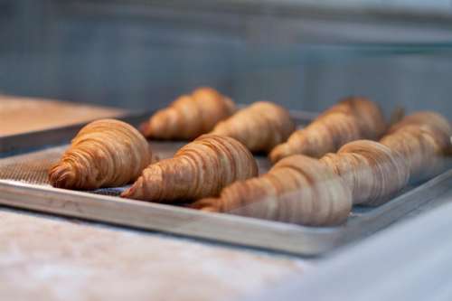 croissant bread display table baking