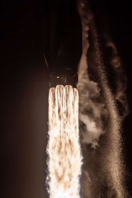 space rocket launch fire flames
