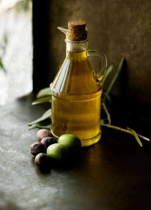 fruit olive oil glass jar