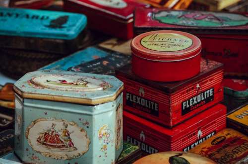colorful tin can storage case