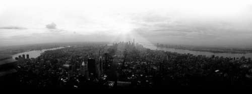 black and white sky view skyline new york