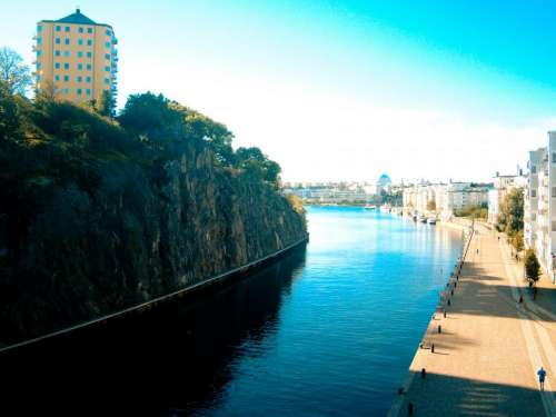 landscape water river lake streets