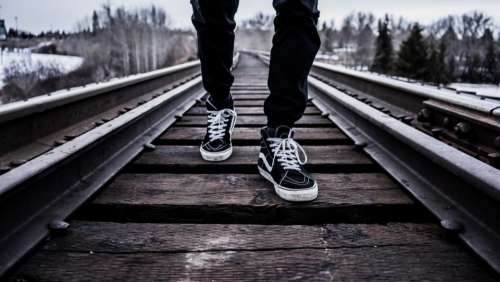 shoes sneakers train tracks lifestyle outdoors
