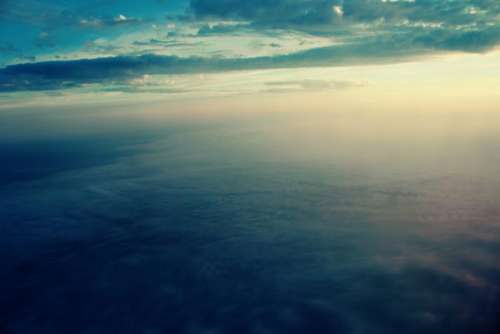 aerial view sky clouds sunset