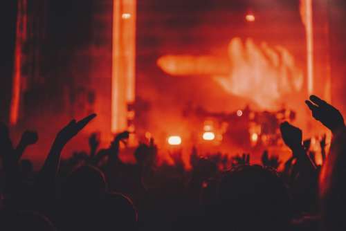 people hands concert party stage