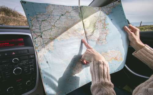 travel map car vacation direction