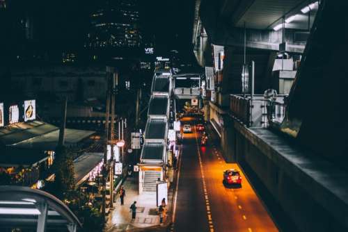 dark night urban city car