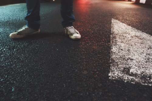 feet shoe night walk street