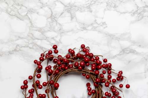 marble background decoration cranberries top
