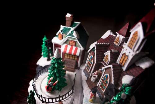 gingerbread house toy display christmas