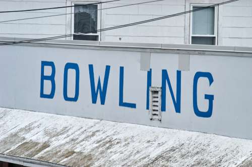 bowling sign old beach distressed