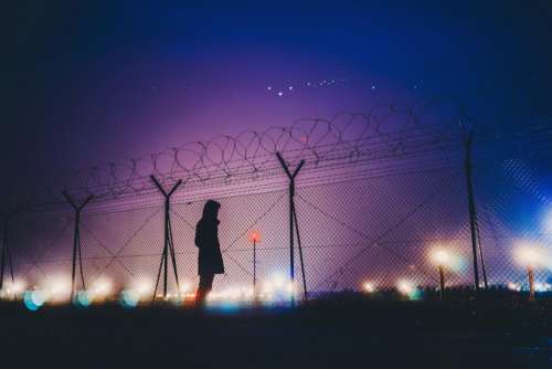 dark night sky lights wire