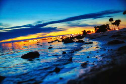 beach sunset dusk water sunset city lights