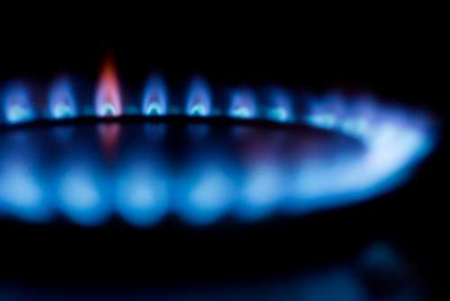 blue fire flame. burner heat gas
