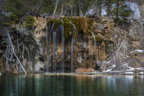 waterfall stream water nature green