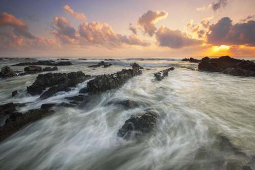 sea ocean splash ripples rock