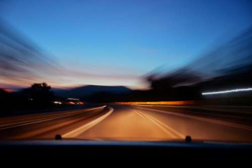 car driving road highway night