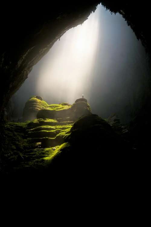 nature cave underground shadows light
