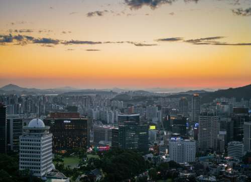 aerial seoul city korea cityscape