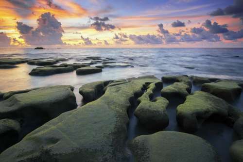 sea ocean ripples rock formation