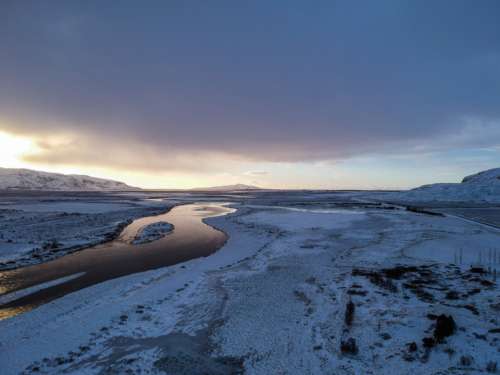 cold winter river iceland landscape