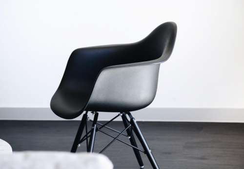 chair black and white steel wall floor