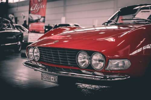 red luxury vintage car auto