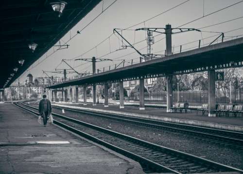 railway railroad train tracks transportation people