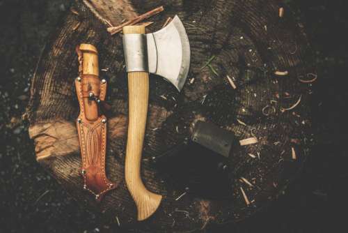 knife axe sharp wood outdoor