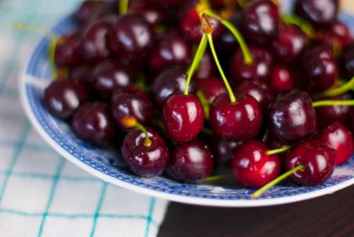 cherries fruits food healthy bowl