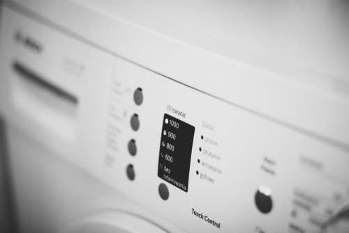 washing machine laundry cleaning black and white