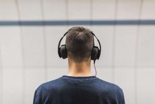 people man headphones music sound