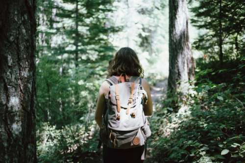 girl woman hiking trekking backpack