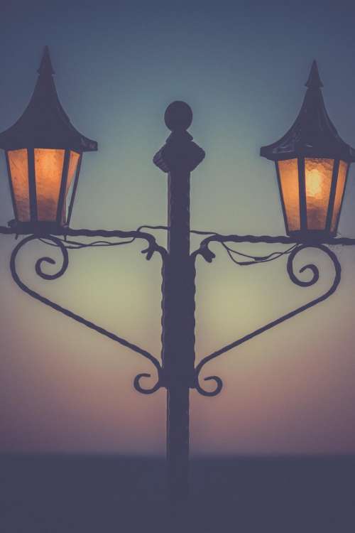 street lights lamp posts night dark evening