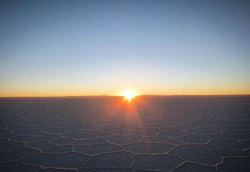 Uyuni Salt Flats Bolivia sunrise horizon sky